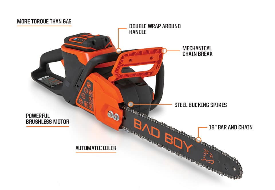 Bad Boy 18" CHAINSAW + 4AH BATTERY + CHARGER