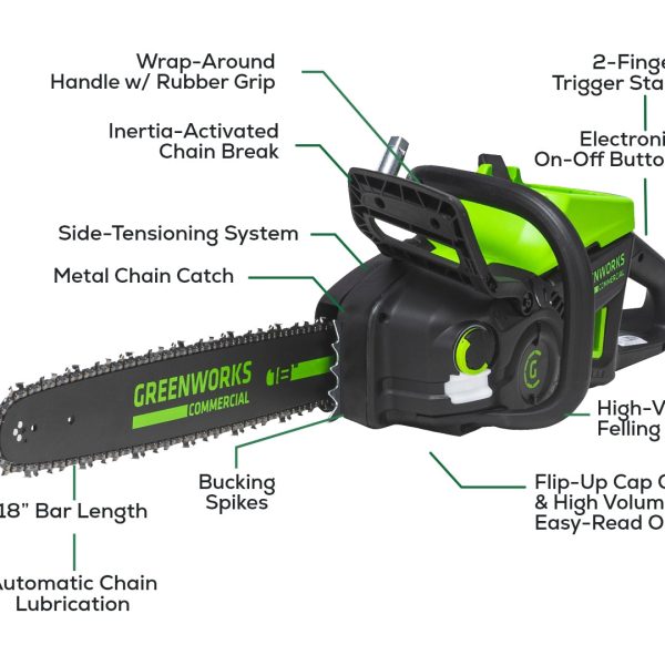 Greenworks 82V 18" 2.7kW Chainsaw w/ 4Ah Battery & Dual Port Charger