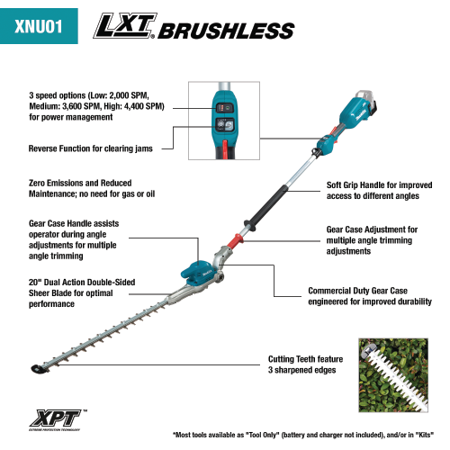 Makita 18V LXT® Lithium‑Ion Brushless Cordless 20" Articulating Pole Hedge Trimmer Kit (5.0Ah)