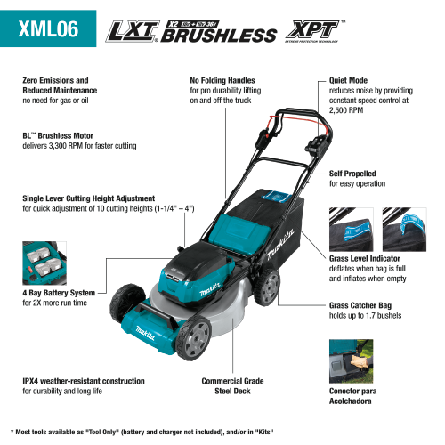 Makita 36V (18V X2) LXT® Brushless 18" Self‑Propelled Commercial Lawn Mower, Tool Only