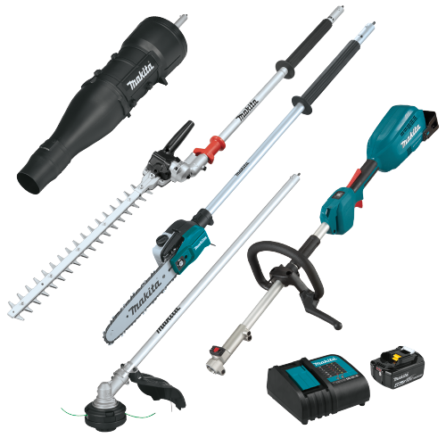 Makita 18V LXT® Brushless Couple Shaft Power Head Kit w/ String Trimmer, Pole Saw, Art. Hedge Trimmer & Blower Attachments (4.0Ah)
