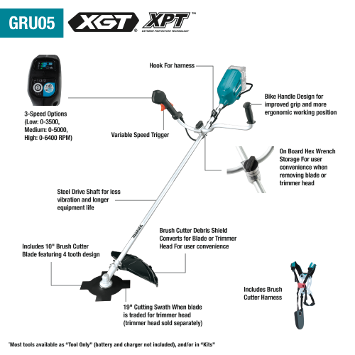 Makita 80V max (40V max X2) XGT® Brushless Cordless Brush Cutter Kit (4.0Ah)