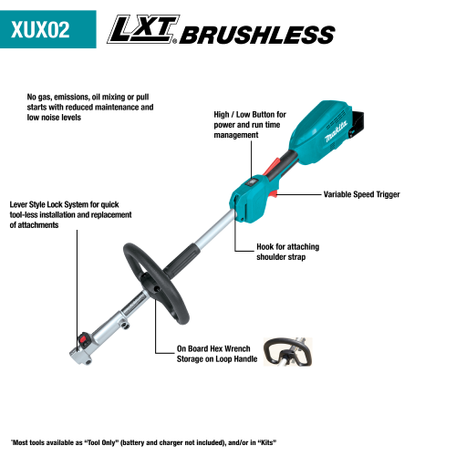 Makita 18V LXT® Lithium‑Ion Brushless Cordless Couple Shaft Power Head, Tool Only