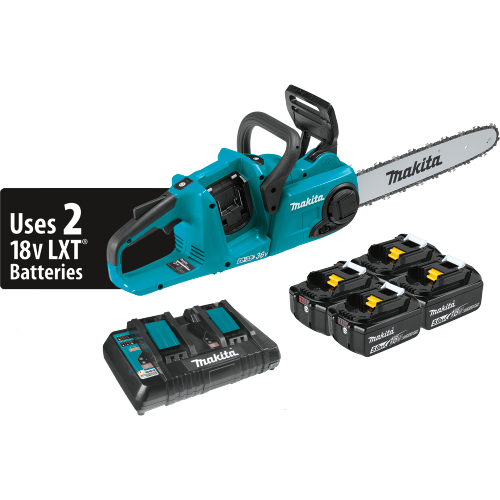 Makita 36V (18V X2) LXT® Brushless 14" Chain Saw Kit with 4 Batteries (5.0Ah)