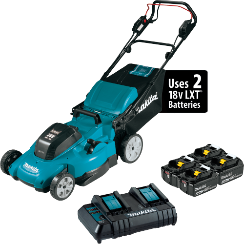 Makita 36V (18V X2) LXT® 21" Self‑Propelled Lawn Mower Kit with 4 Batteries (5.0Ah)