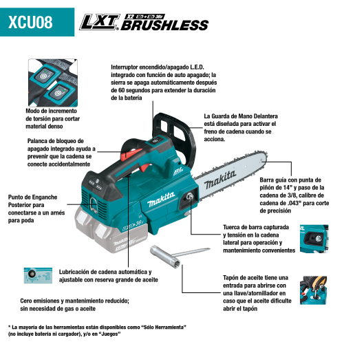 Makita 36V (18V X2) LXT® Brushless 14" Top Handle Chain Saw Kit (5.0Ah)