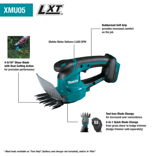 Makita 18V LXT® Lithium‑Ion Cordless 4‑5/16" Grass Shear, Tool Only