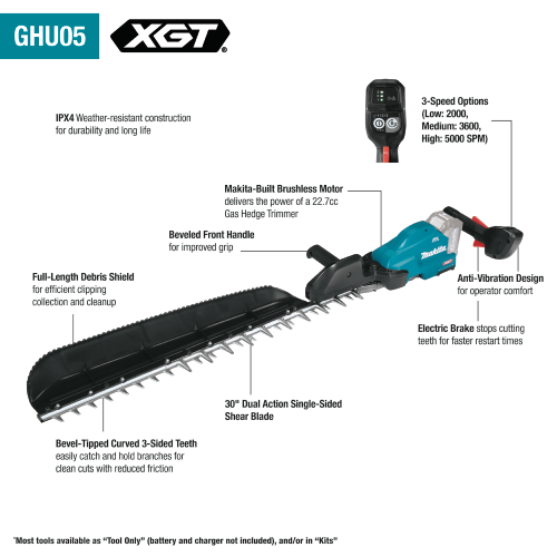 Makita 40V max XGT® Brushless Cordless 30" Single‑Sided Hedge Trimmer Kit (5.0Ah)