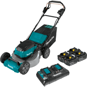 Makita 36V (18V X2) LXT® Brushless 21" Self‑Propelled Commercial Lawn Mower Kit with 4 Batteries (5.0Ah) Makita 36V (18V X2) LXT® Brushless 21" Self‑Propelled Commercial Lawn Mower Kit with 4 Batteries (5.0Ah)