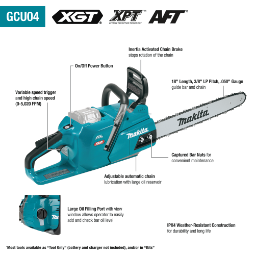 Makita 40V max XGT® Brushless Cordless 18" Chain Saw Kit (5.0Ah)
