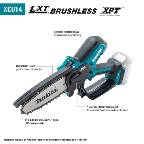 Makita 18V LXT® Lithium‑Ion Brushless Cordless 6" Pruning Saw, Tool Only