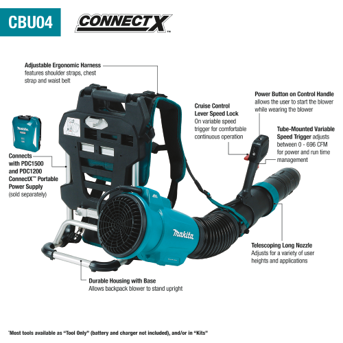 Makita 40V max ConnectX™ Brushless Backpack Blower, Tool Only