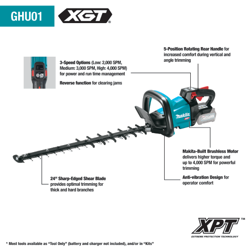 Makita 40V max XGT® Brushless Cordless 24" Rough Cut Hedge Trimmer Kit (4.0Ah)