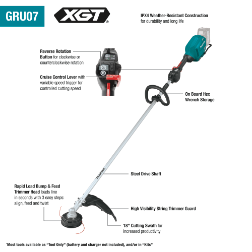 Makita 40V max XGT® Brushless Cordless 18" Dual Rotation, High Torque String Trimmer Kit (5.0Ah)