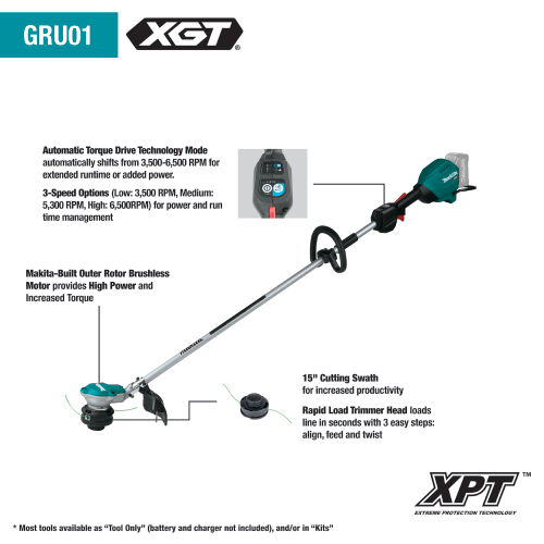 Makita 40V max XGT® Brushless Cordless 15" String Trimmer, Tool Only