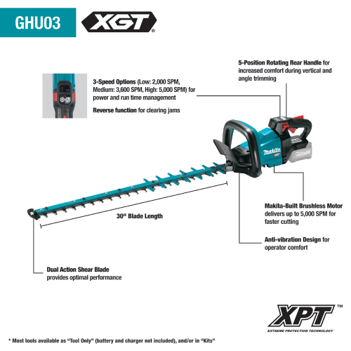 Makita 40V max XGT® Brushless Cordless 30" Hedge Trimmer Kit (5.0Ah)