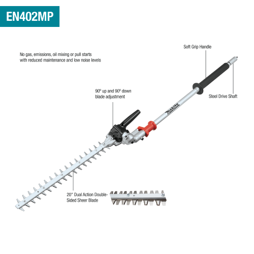 Makita 18V LXT® Brushless Couple Shaft Power Head Kit w/ String Trimmer, Pole Saw & Articulating Hedge Trimmer Attachments (4.0Ah)