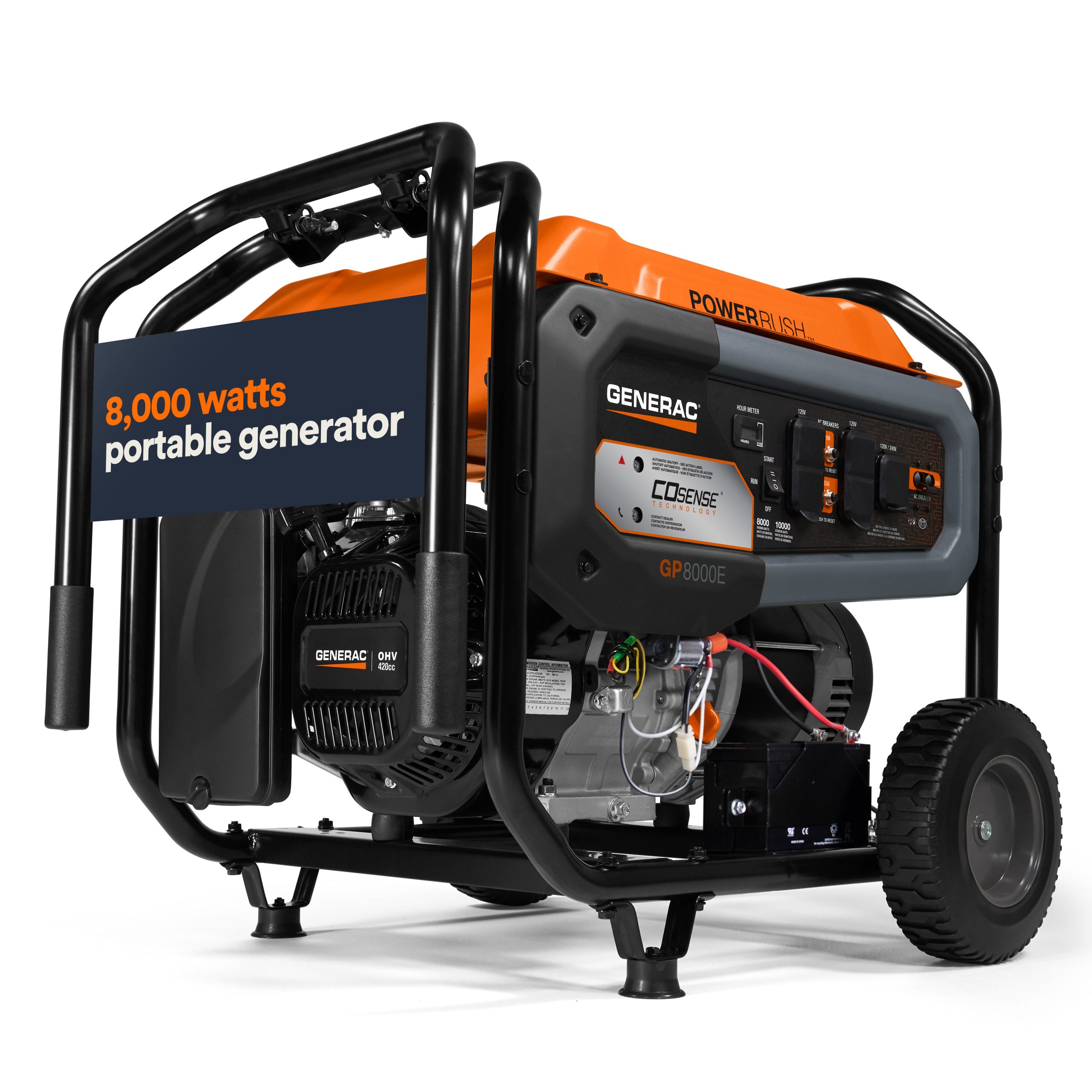 Generac 8,000-watt Electric Start Portable Generator With COSENSE® Technology