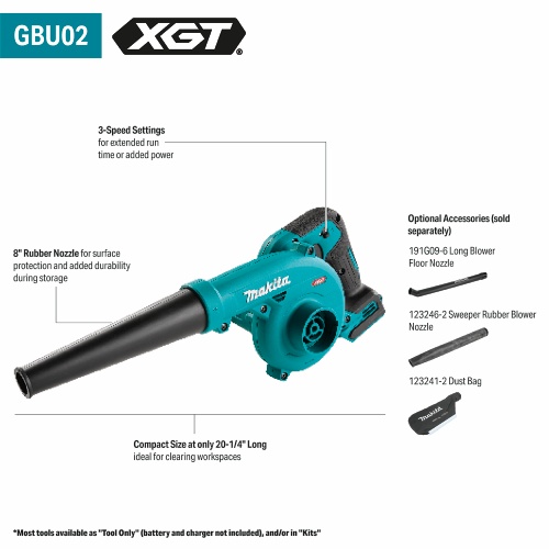 Makita 40V max XGT® Cordless Compact Blower, Tool Only