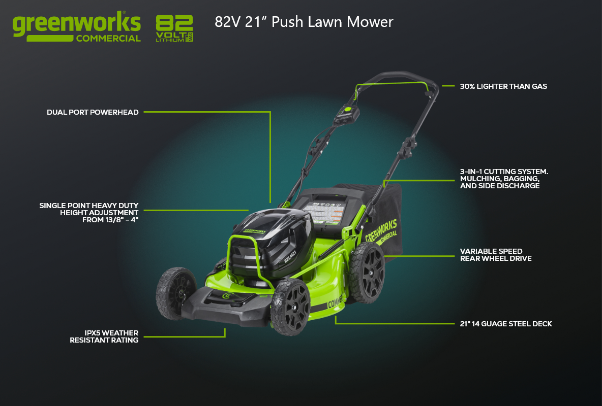 Greenworks 82V 21" Brushless Self-Propelled Mower w/ 8.0Ah Battery and Dual Port Charger