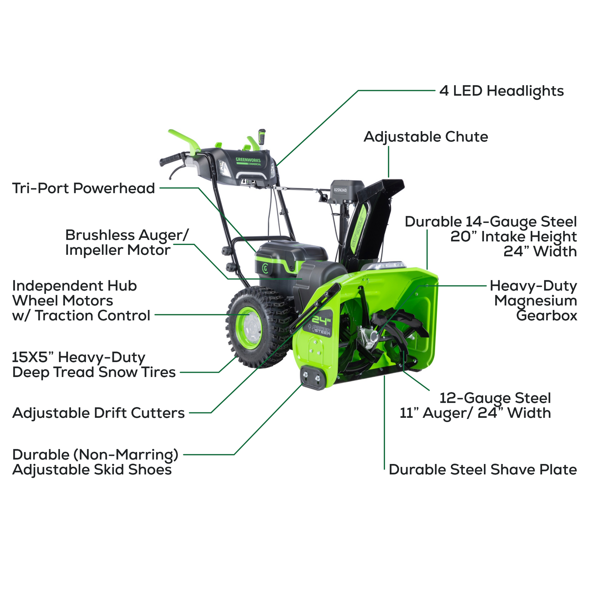 Greenworks 82V 24" Cordless Battery Two-Stage Snow Blower (Tool Only)